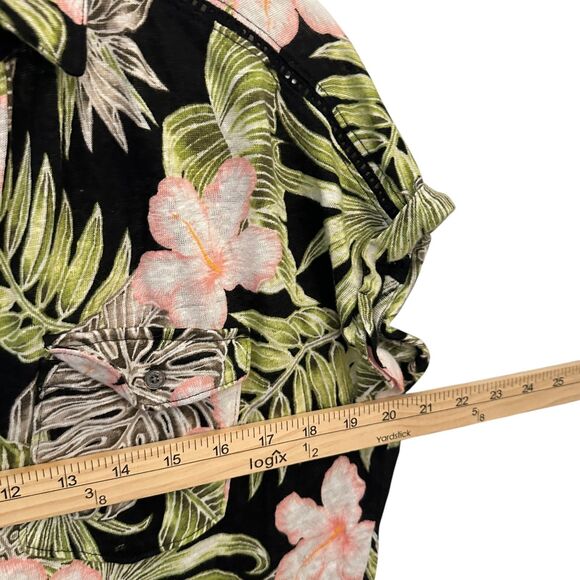 Tommy Bahama Women's Green and Pink Hawaiian 100% Linen Button Up Shirt Size M - Picture 4 of 8